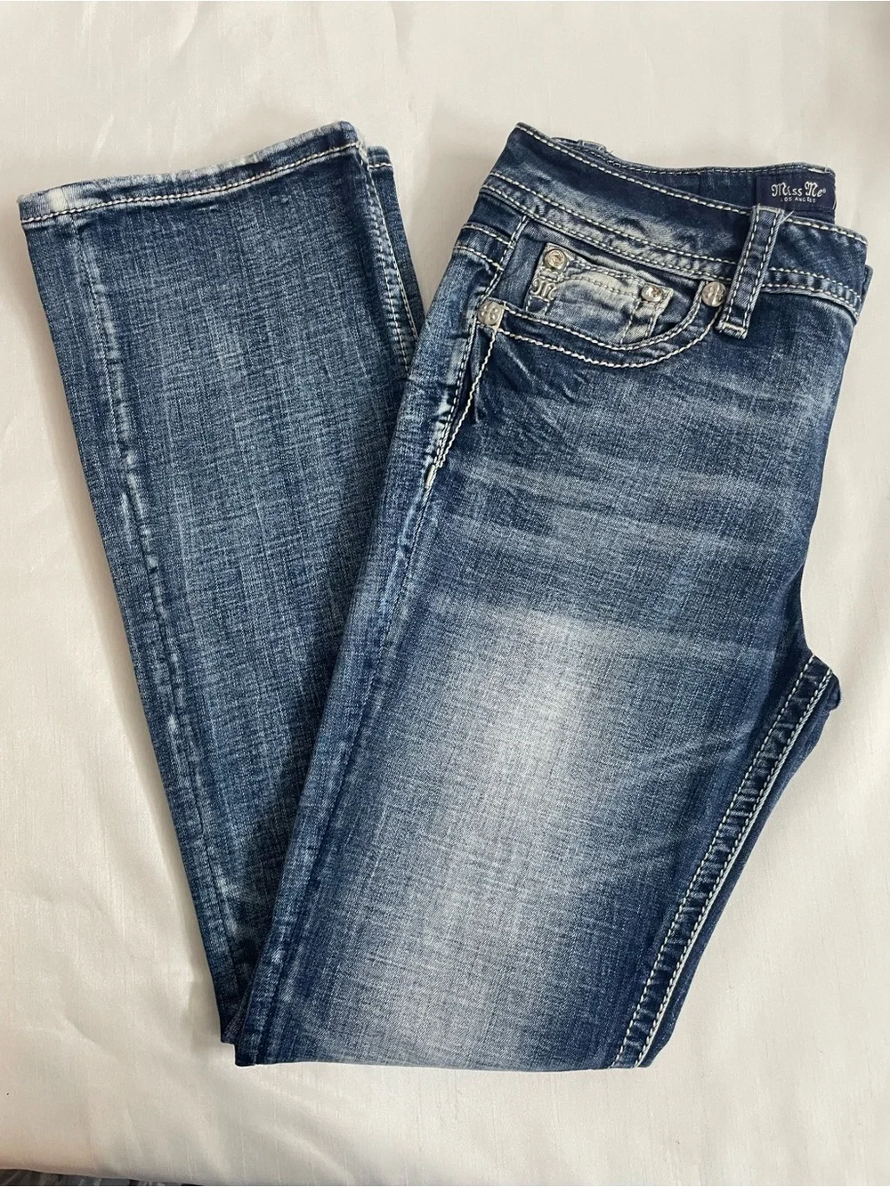 Miss Me Women’s Light Blue Mid-Rise Tailored Boot Jeans Size 30 - Picture 14 of 16